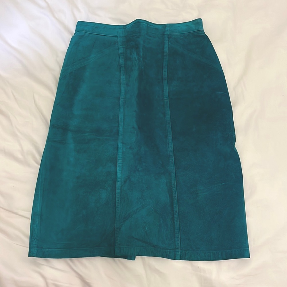 B.G. Street genuine leather teal skirt